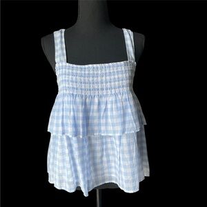 NWT Rebecca Minkoff Gingham Tank Top Blue White Women's S